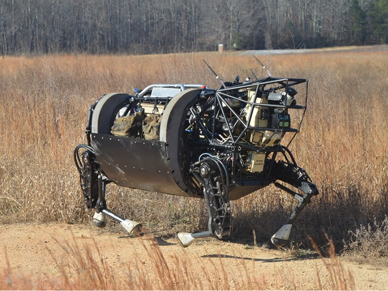 NREC’s sensor system for DARPA’s Legged Squad Support System (LS3) enables LS3 to perceive its surroundings and autonomously track and follow a human leader. 