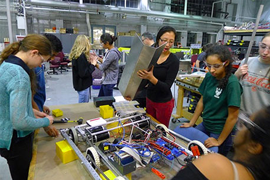 Girls of Steel at the National Robotics Engineering Center (NREC). 